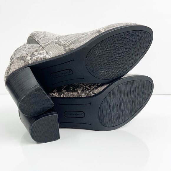 CLOUDWALKERS Ankle Booties Python Snakeskin Cushioned Black Gray Women's Size 8W - Picture 8 of 12